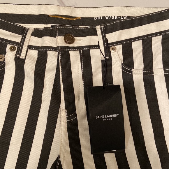 SAINT LAURENT | Striped Skinny Ankle Grazer Jeans Size 28 - Picture 2 of 5